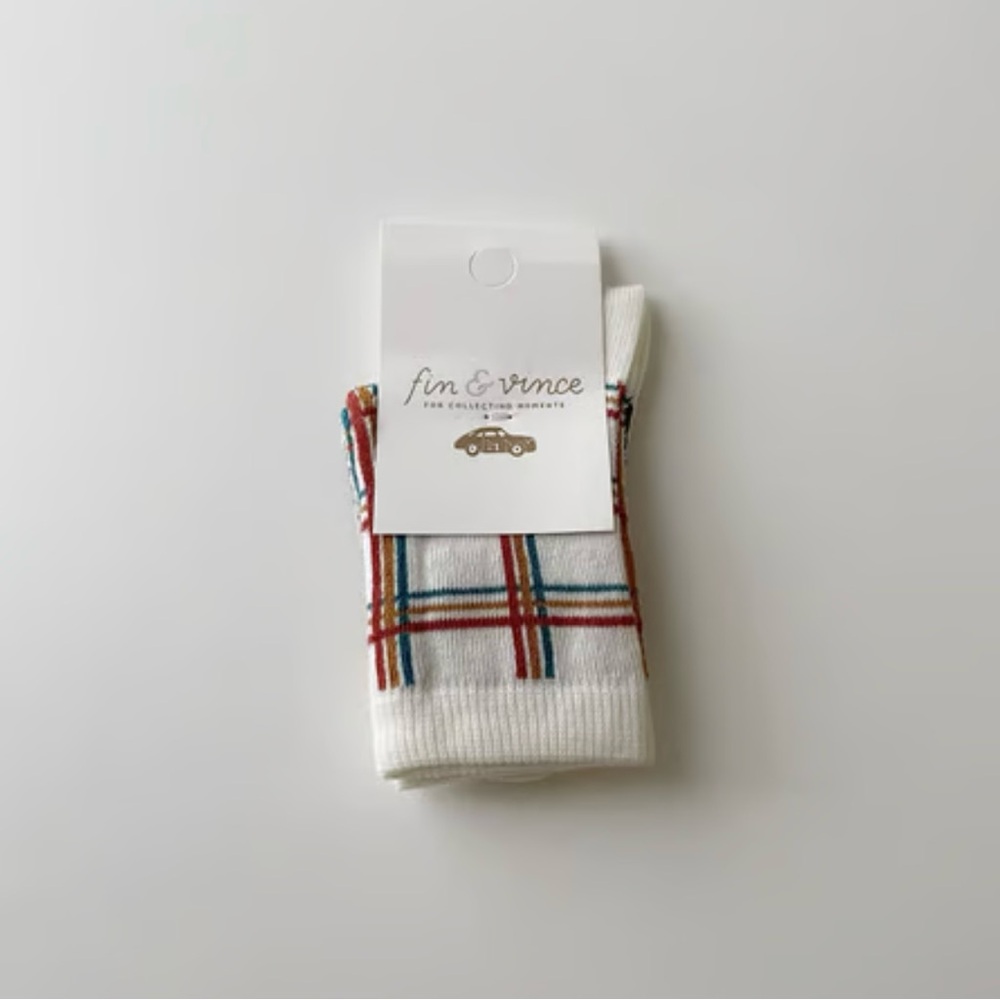 Fin & Vince Grid Print Socks